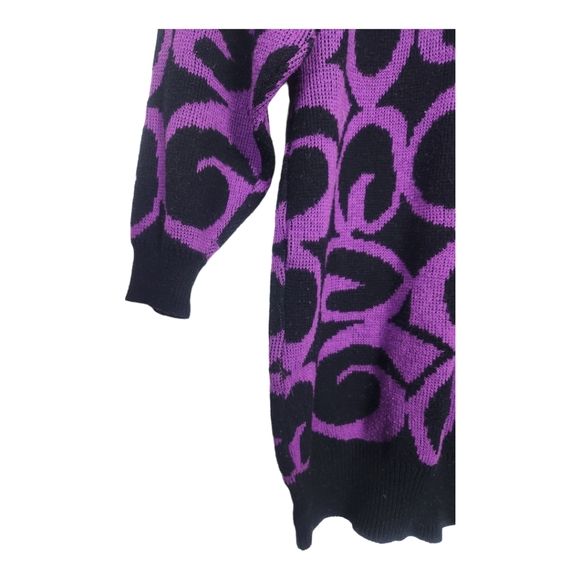 Vintage Ariana Funky Purple Knit Tunic Pullover Sweater - Picture 3 of 7